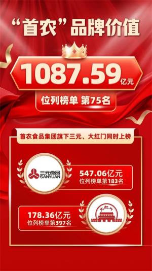 破千亿！“首农”品牌以1087.59亿，再登“中国500最具价值品牌排行榜”